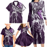 Hawaii Queen Liliuokalani Family Matching Long Sleeve Bodycon Dress and Hawaiian Shirt Hawaiian Maile Lei Flag Style LT05 - Polynesian Pride