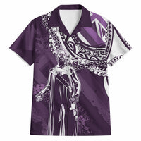 Hawaii Queen Liliuokalani Hawaiian Shirt Hawaiian Maile Lei Flag Style LT05 Purple - Polynesian Pride