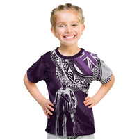 Hawaii Queen Liliuokalani Kid T Shirt Hawaiian Maile Lei Flag Style LT05 Purple - Polynesian Pride