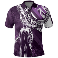 Hawaii Queen Liliuokalani Polo Shirt Hawaiian Maile Lei Flag Style LT05 Purple - Polynesian Pride