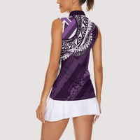 Hawaii Queen Liliuokalani Women Sleeveless Polo Shirt Hawaiian Maile Lei Flag Style LT05 - Polynesian Pride