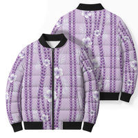 Hawaii Queen Liliuokalani Bomber Puffer Jacket Lavender Lei Pua Kalaunu LT05 - Polynesian Pride