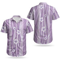 Hawaii Queen Liliuokalani Couples Matching Off Shoulder Short Dress and Hawaiian Shirt Lavender Lei Pua Kalaunu LT05 - Polynesian Pride