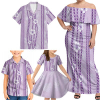 Hawaii Queen Liliuokalani Family Matching Off Shoulder Maxi Dress and Hawaiian Shirt Lavender Lei Pua Kalaunu LT05 - Polynesian Pride