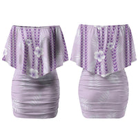 Hawaii Queen Liliuokalani Family Matching Off Shoulder Short Dress and Hawaiian Shirt Lavender Lei Pua Kalaunu LT05 Mom's Dress Lavender - Polynesian Pride