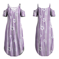 Hawaii Queen Liliuokalani Family Matching Summer Maxi Dress and Hawaiian Shirt Lavender Lei Pua Kalaunu LT05 Mom's Dress Lavender - Polynesian Pride