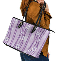 Hawaii Queen Liliuokalani Leather Tote Bag Lavender Lei Pua Kalaunu LT05 - Polynesian Pride