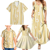 Hawaii Queen Liliuokalani Family Matching Summer Maxi Dress and Hawaiian Shirt Gold Lei Pua Kalaunu LT05 - Polynesian Pride
