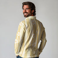 Hawaii Queen Liliuokalani Long Sleeve Polo Shirt Gold Lei Pua Kalaunu LT05 - Polynesian Pride