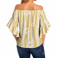 Hawaii Queen Liliuokalani Off Shoulder Wrap Waist Top Gold Lei Pua Kalaunu LT05 - Polynesian Pride