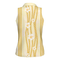 Hawaii Queen Liliuokalani Women Sleeveless Polo Shirt Gold Lei Pua Kalaunu LT05 - Polynesian Pride