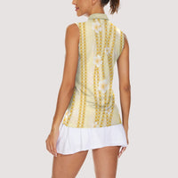 Hawaii Queen Liliuokalani Women Sleeveless Polo Shirt Gold Lei Pua Kalaunu LT05 - Polynesian Pride