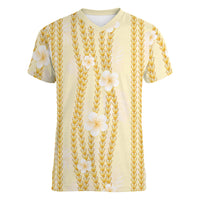 Hawaii Queen Liliuokalani Women V-Neck T-Shirt Gold Lei Pua Kalaunu LT05 Female Gold - Polynesian Pride