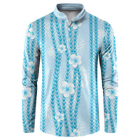 Hawaii Queen Liliuokalani Button Sweatshirt Blue Lei Pua Kalaunu LT05 Blue - Polynesian Pride