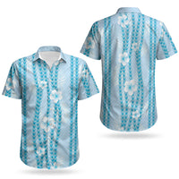 Hawaii Queen Liliuokalani Couples Matching Off Shoulder Maxi Dress and Hawaiian Shirt Blue Lei Pua Kalaunu LT05 - Polynesian Pride