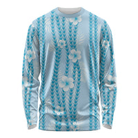 Hawaii Queen Liliuokalani Long Sleeve Shirt Blue Lei Pua Kalaunu LT05 Unisex Blue - Polynesian Pride