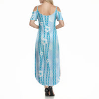 Hawaii Queen Liliuokalani Summer Maxi Dress Blue Lei Pua Kalaunu LT05 - Polynesian Pride