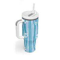 Hawaii Queen Liliuokalani Tumbler With Handle Blue Lei Pua Kalaunu LT05 - Polynesian Pride