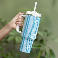 Hawaii Queen Liliuokalani Tumbler With Handle Blue Lei Pua Kalaunu LT05 - Polynesian Pride