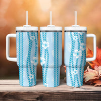 Hawaii Queen Liliuokalani Tumbler With Handle Blue Lei Pua Kalaunu LT05 - Polynesian Pride