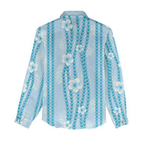 Hawaii Queen Liliuokalani Women Casual Shirt Blue Lei Pua Kalaunu LT05 - Polynesian Pride