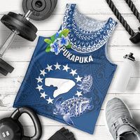 Personalized Cook Islands Pukapuka Men Tank Top Coat Of Arms Plumeria Polynesian Turtle LT05 Blue - Polynesian Pride