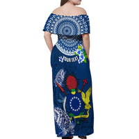 Personalized Cook Islands Pukapuka Off Shoulder Maxi Dress Coat Of Arms Plumeria Polynesian Turtle LT05 - Polynesian Pride