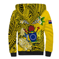 Personalized Cook Islands Aitutaki Sherpa Hoodie Coat Of Arms Plumeria Polynesian Turtle LT05 - Polynesian Pride