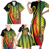 Vanuatu Constitution Day Family Matching Short Sleeve Bodycon Dress and Hawaiian Shirt Long Live Vanuatu - Polynesian Pride