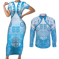 Fiji Day Couples Matching Short Sleeve Bodycon Dress and Long Sleeve Button Shirt 55th Anniversary Forever Fiji - Polynesian Pride