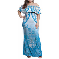 Fiji Day Family Matching Off Shoulder Maxi Dress and Hawaiian Shirt 55th Anniversary Forever Fiji - Polynesian Pride