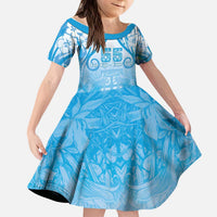 Fiji Day Kid Short Sleeve Dress 55th Anniversary Forever Fiji LT05 KID Blue - Polynesian Pride