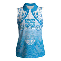 Fiji Day Women Sleeveless Polo Shirt 55th Anniversary Forever Fiji LT05 Female Blue - Polynesian Pride