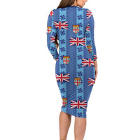 Fiji Masi Tapa Family Matching Long Sleeve Bodycon Dress and Hawaiian Shirt Coat Of Arms - Polynesian Pride