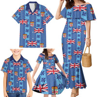 Fiji Masi Tapa Family Matching Mermaid Dress and Hawaiian Shirt Coat Of Arms - Polynesian Pride