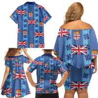 Fiji Masi Tapa Family Matching Off Shoulder Short Dress and Hawaiian Shirt Coat Of Arms - Polynesian Pride