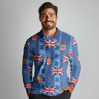 Fiji Masi Tapa Long Sleeve Polo Shirt Coat Of Arms LT05 - Polynesian Pride