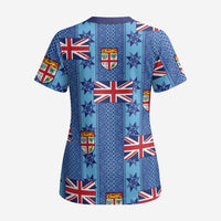 Fiji Masi Tapa Scrub Top Coat Of Arms - Polynesian Pride