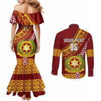 Custom Vavau High School Couples Matching Mermaid Dress and Long Sleeve Button Shirts Tongan Kupesi Pattern LT05 - Polynesian Pride