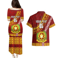 Custom Vavau High School Couples Matching Puletasi Dress and Hawaiian Shirt Tongan Kupesi Pattern LT05 - Polynesian Pride