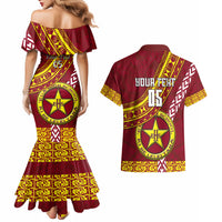 Custom Eua High School Couples Matching Mermaid Dress and Hawaiian Shirt Tongan Kupesi Pattern LT05 - Polynesian Pride