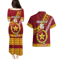 Custom Eua High School Couples Matching Puletasi Dress and Hawaiian Shirt Tongan Kupesi Pattern LT05 - Polynesian Pride