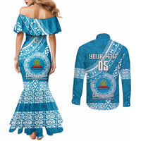 Custom Lavengamalie College Couples Matching Mermaid Dress and Long Sleeve Button Shirts Tongan Kupesi Pattern LT05 - Polynesian Pride