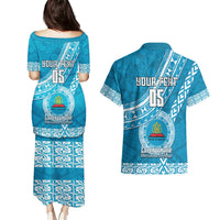 Custom Lavengamalie College Couples Matching Puletasi Dress and Hawaiian Shirt Tongan Kupesi Pattern LT05 - Polynesian Pride