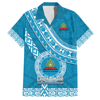 Custom Lavengamalie College Hawaiian Shirt Tongan Kupesi Pattern LT05 Blue - Polynesian Pride