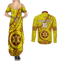 Custom Tonga High School Couples Matching Summer Maxi Dress and Long Sleeve Button Shirts Tongan Kupesi Pattern LT05 - Polynesian Pride