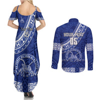 Custom Tupou College Couples Matching Summer Maxi Dress and Long Sleeve Button Shirts Tongan Kupesi Pattern LT05 - Polynesian Pride