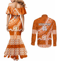 Custom Tailulu College Couples Matching Mermaid Dress and Long Sleeve Button Shirts Tongan Kupesi Pattern LT05 - Polynesian Pride