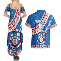 Custom Apifoou College Couples Matching Summer Maxi Dress and Hawaiian Shirt Tongan Kupesi Pattern LT05 - Polynesian Pride