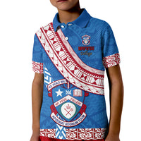 Custom Apifoou College Kid Polo Shirt Tongan Kupesi Pattern LT05 Kid Blue - Polynesian Pride